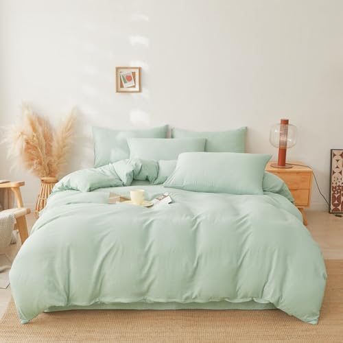 Michorinee Green Duvet Cover Set - Soft & Breathable Bedding with Zipper Closure, Microfibre Quilt, 1 Pillowcase 50x75cm