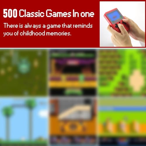 Retro Handheld Game Console, 3.0" Screen, 500 Classic Games - TV Connect, 2 Players - Fun Gift for Kids, Adults, Boys, Girls