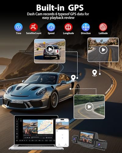 Brand 4-Channel 360° Dash Cam: Front & Rear FHD 1080P, 180° Rotating Side-View, Collision Detection, Parking Monitor | Sedan & SUV