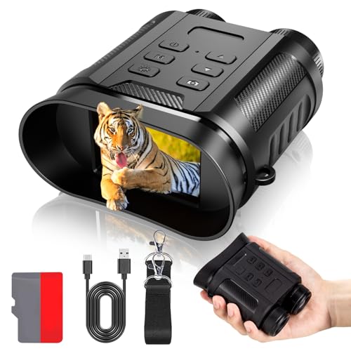 StealthyEyes Night Vision Binoculars 8X Zoom 4K 48MP 7-Level IR - Capture Photos & Videos, 32GB Card - Camping & Surveillance