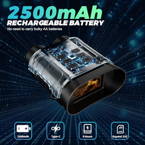 StealthyEyes Night Vision Binoculars 8X Zoom 4K 48MP 7-Level IR - Capture Photos & Videos, 32GB Card - Camping & Surveillance