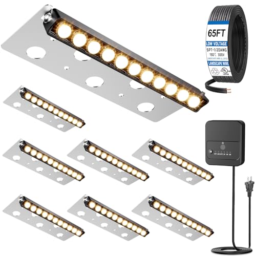 12W LED Hardscape Lighting for Retaining Walls, Steps & Decks - Warm White, Low Voltage, Waterproof - 8 Pack