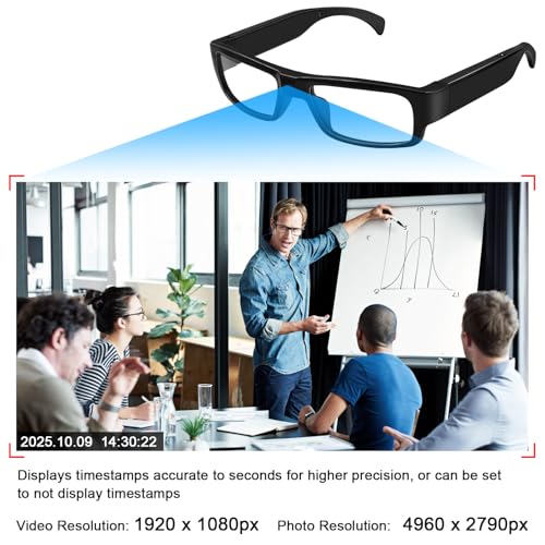 HD 1080P Video Smart Glasses for Outdoor Sports & Action, Wearable Camera for Cycling, Driving, Hunting, Hiking, Fishing