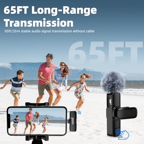 Lavalier Microphone Set for iPhone & Android, 2 Mini Mics for Video Recording, LiveStream, YouTube, Online Meetings - Black