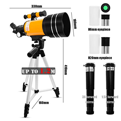 Uong Kids Telescope 70mm Refractor 150X 90X 45X Tripod - Educational Astronomy Toys for Beginners