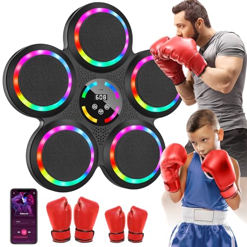 Smart Music Boxing Machine with LED Lights & Bluetooth, 9 Speeds, Wall Mounted, for Adults Kids