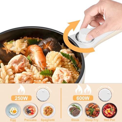 DEZIN Electric Cooker: Non-Stick Sauté Pan, 1.5L Mini Fondue Pot for Cheese, Stir Fry, Roast, Steam, Power Adjustment - Ideal for Ramen, Steak