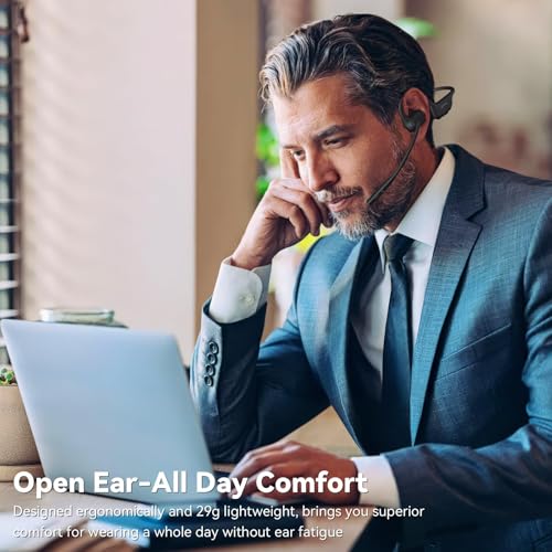 Brand Open Ear Headphones: Dual Connection Bluetooth Headset with AI Noise Cancelling Mic, Bluetooth 5.3, Sweatproof Wireless Headset for Work & Workout