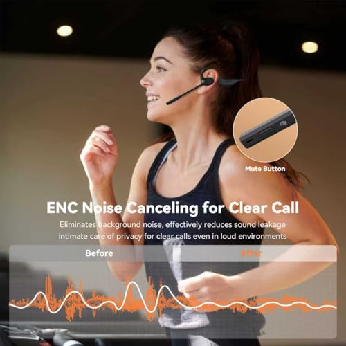 Brand Open Ear Headphones: Dual Connection Bluetooth Headset with AI Noise Cancelling Mic, Bluetooth 5.3, Sweatproof Wireless Headset for Work & Workout