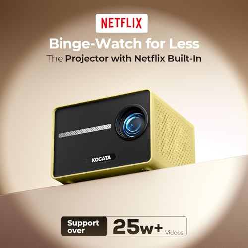 Kogata Mini Projector: WiFi, Bluetooth, Electric Focus, HDR10+. Ideal Outdoor Movie Proyector for Home Theater Experience