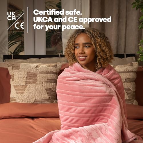 LIVIVO Heated Blanket 160x130cm - Soft Fleece Throw with 9 Heat Settings, Timer - Auto Shut-Off - Energy Efficient - Pink