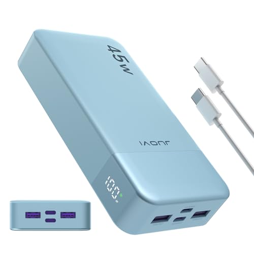 JUOVI 20000mAh Portable Charger, Fast Charging 4-Port Power Bank for Laptop, iPhone, Samsung - PD3.0 QC4.0 (Blue)