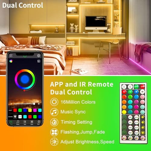 KSIPZE 30m LED Strip Lights RGB Music Sync, Smart App Control, Bedroom Lighting Flexible Home Decoration