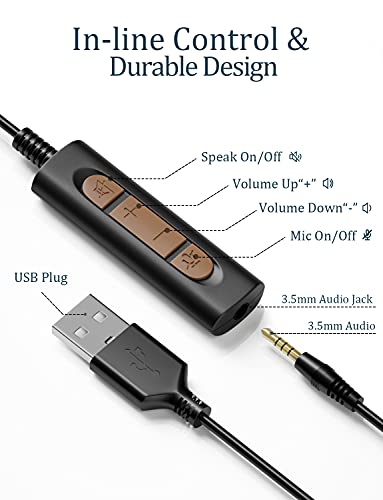 Brand USB Headset: Noise Cancelling Mic, Stereo Sound, Audio Control - PC Laptop, Business Skype UC Call Center