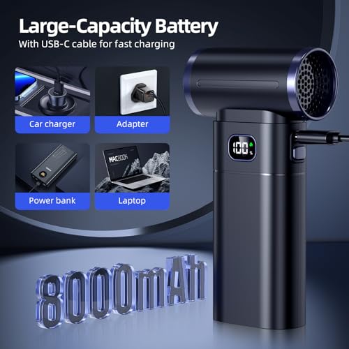 Cordless Electric Air Duster: Portable Blower with LED Light, 5 Gear Powerful Mode, Rechargeable Cleaner for PC, Electronics