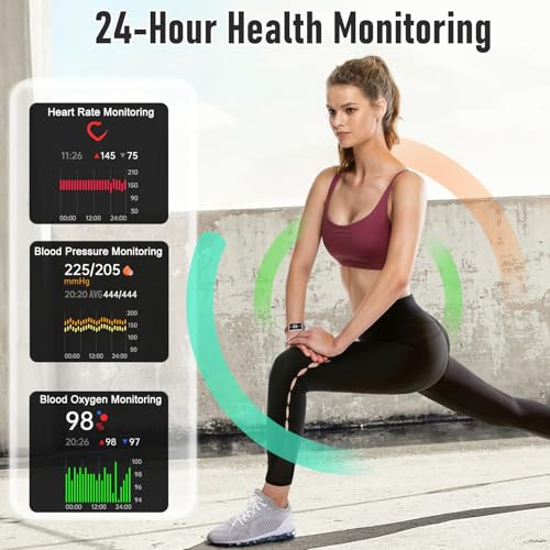 Brand Fitness Tracker: 24/7 Heart Rate, Blood Pressure, Sleep Monitor, IP68 Waterproof Smart Watch Activity Trackers - for Women Men