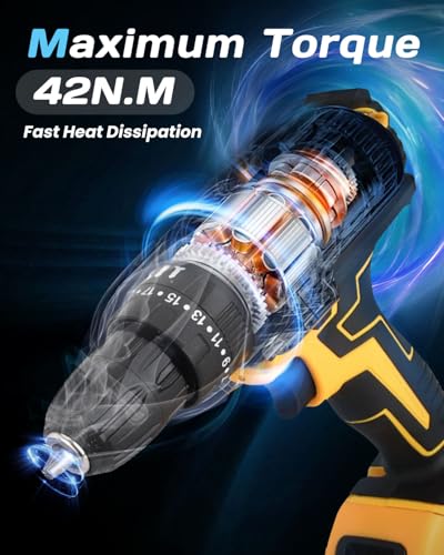 Maxesla 21V Cordless Drill Set: 25+3 Torque, 2.0AH Battery, LED Light