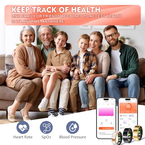 Health Tracker Smart Ring for Women Men, Sleep & Fitness Monitoring, Heart Rate, SPO2, Blood Pressure, Step Tracker iOS&Android