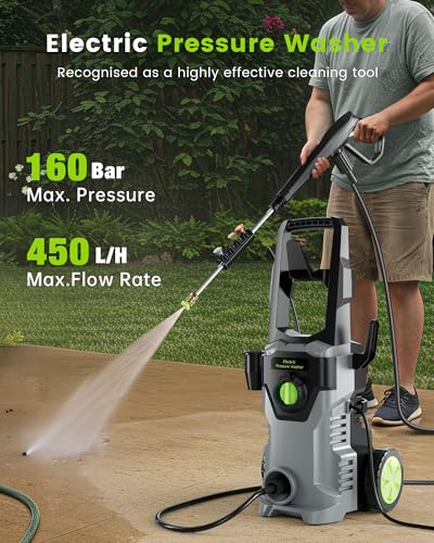 ETOOLAB Electric Power Washer 160Bar with Foam Cannon - Ideal for Cars, Fences, Patios, Decks, Driveway