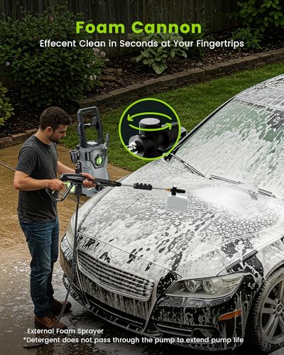 ETOOLAB Electric Power Washer 160Bar with Foam Cannon - Ideal for Cars, Fences, Patios, Decks, Driveway