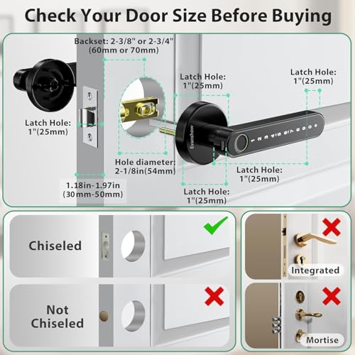 Biometric Door Knob with Keypad Entry for Home & Office