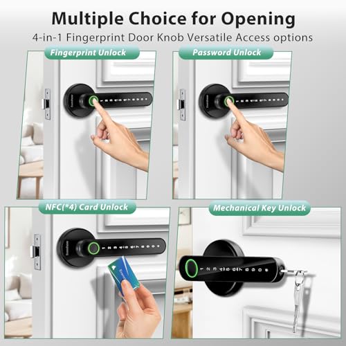 Biometric Door Knob with Keypad Entry for Home & Office