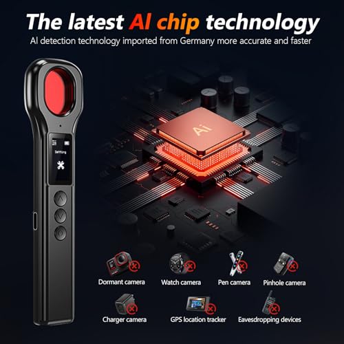 LONGYI Spy Camera Detector 8 Sensitivity Levels, RF & Magnetic Field Detection, HD LED Display, 10-Hour Battery Life for Hotel
