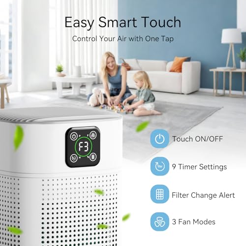 HY1800 Pro Air Purifier: Large Room 1080sqft, 360° Air Inlet, 3 Speeds