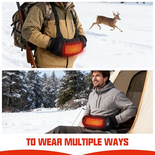 Electric Heated Hand Muff 10000mAh, 3-Level Heat, Rechargeable Power Bank, Adjustable Strap, 2 Pockets - Football, Golf, Hunting, Camping