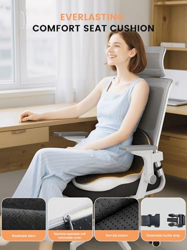 Memory Foam Seat Cushion for Long Sitting & Tailbone Pain Relief - Car, Office Chair, Lab & Airplane Use