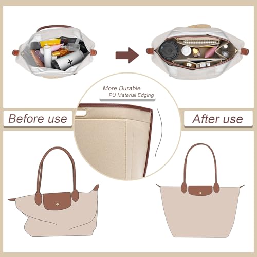 Longchamp Bag Organizer Insert for Le Pliage L - Beige 13 inch