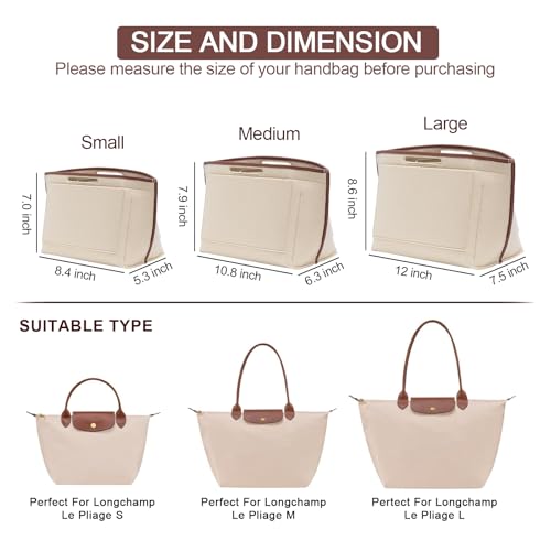 Longchamp Bag Organizer Insert for Le Pliage L - Beige 13 inch
