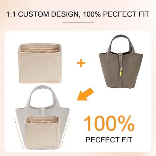 Picotin 18 Felt Handbag Organizer Insert for Totes, Beige