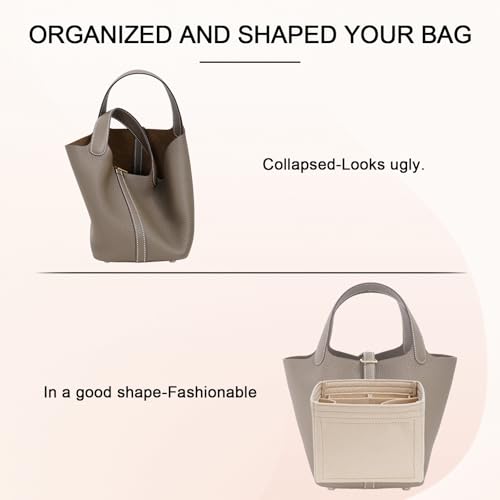 Picotin 18 Felt Handbag Organizer Insert for Totes, Beige