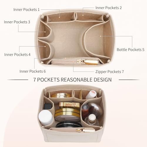 Picotin 18 Felt Handbag Organizer Insert for Totes, Beige