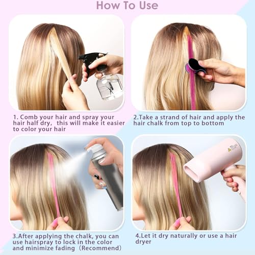 Washable Hair Chalk Set: 10PCS Colorful Temporary Dye Wax for Kids & Adults - Great Gift for 6-10 Year Old Girls