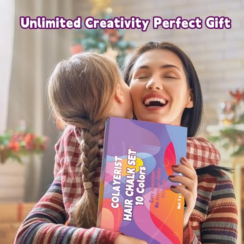 Washable Hair Chalk Set: 10PCS Colorful Temporary Dye Wax for Kids & Adults - Great Gift for 6-10 Year Old Girls
