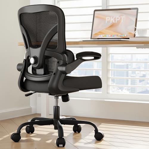 Mesh 330 lbs Office Chair, Adjustable Lumbar Support, Flip-up Armrests, Black