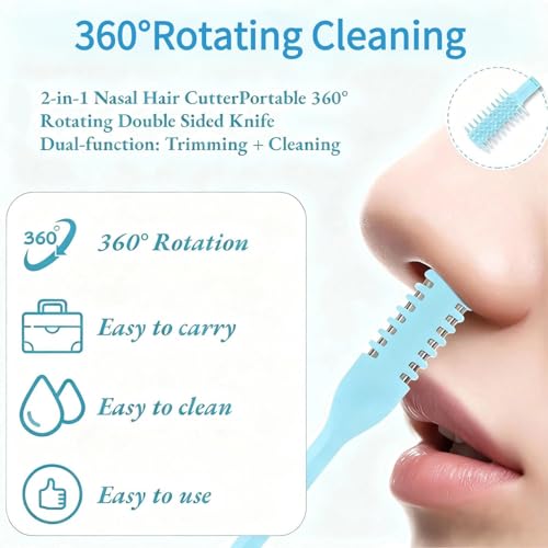 2025 New Nose Hair Trimmer 2-in-1 for Men & Women - Portable 360° Rotating Nasal Hair Cutter - Home & Travel Essential