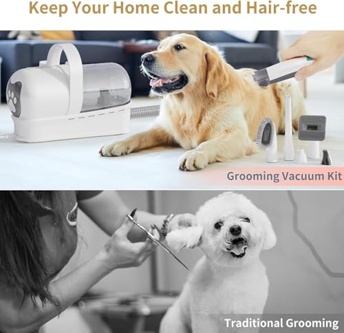 Pet Grooming Vacuum with Clipper & Nail Grinder for Dogs & Cats