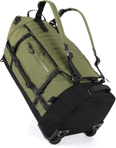 TravelMaxx 30 inch Rolling Duffle Bag with Wheels & Backpack, 86L, Green