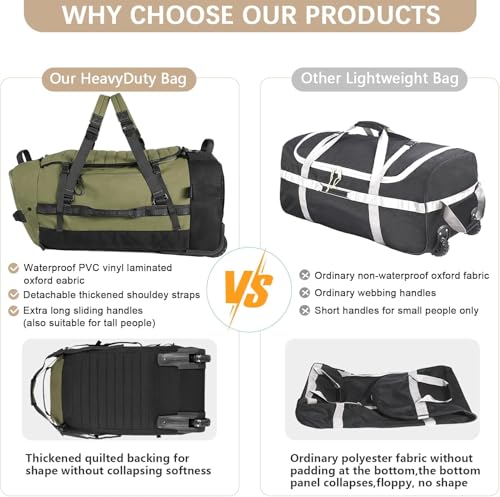 TravelMaxx 30 inch Rolling Duffle Bag with Wheels & Backpack, 86L, Green