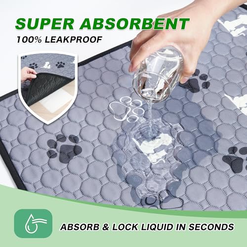 Brand Washable Puppy Pee Pads 2 Pack Absorbent Reusable Training Dog Pads, Non-Slip Pet Potty Whelping Playpen Bed, Grey 24 inch