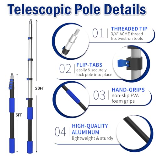Extendable Aluminum Fruit Picker Pole with Basket, 26FT Reach, Ideal for Avocados, Apples, Mangoes - Durable Harvesting Tool