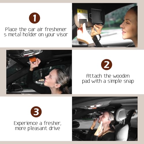 Wood Air Freshener: Car Odor Eliminator, Long Lasting Scent - Vehicle Diffuser for Truck & SUV - Pack of 4 - Teak, Amber, Cabana, Grove