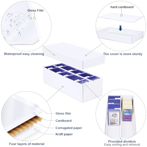 UltraPro Trading Card Storage Box 2 Pack - 1600 Cardboard inch Organizer with Dividers for MTG, TCG, Sports