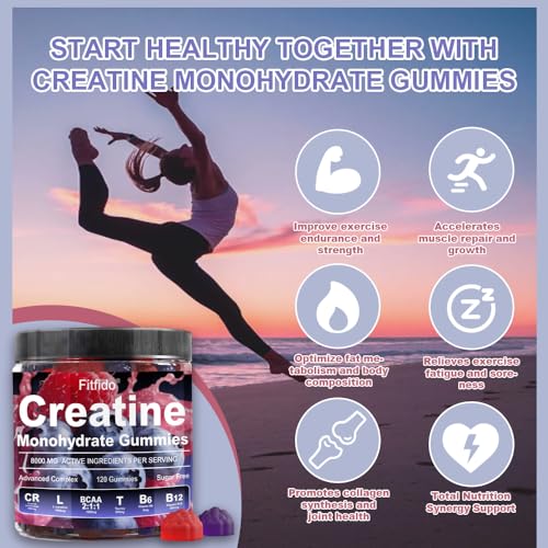 Muscle-Building Creatine Gummies 8000mg, Energy Boost, Faster Recovery, Vegan, Raspberry & Blackberry