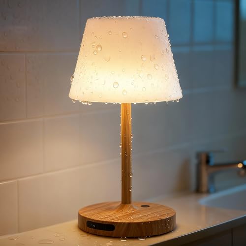 Waterproof Outdoor Shower Lamp, Rechargeable Table Light with Touch Dimming - IP65 Wireless LED Night Light for Patio, Camping & Kitchen