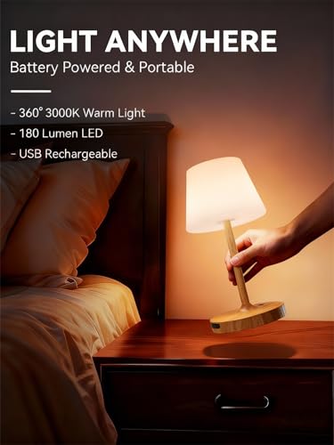 Waterproof Outdoor Shower Lamp, Rechargeable Table Light with Touch Dimming - IP65 Wireless LED Night Light for Patio, Camping & Kitchen