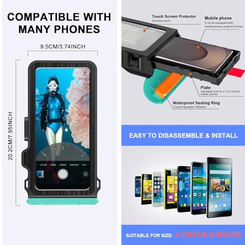 2025 Waterproof Diving Snorkel Phone Case for iPhone & Samsung - Pro Scuba Dive Underwater Photo Video Cover, Teal